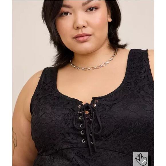 Torrid Womans Black Lace Corset Seamed Lace-Up Bodysuit Size 3X - Picture 5 of 8